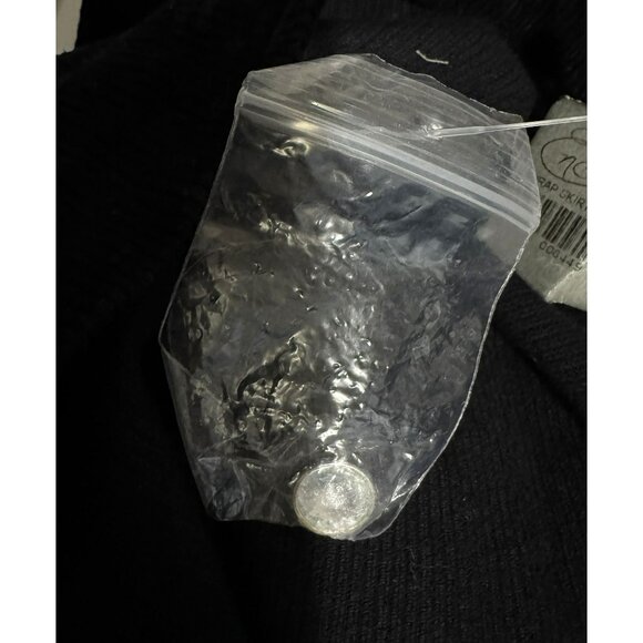 Black Corduroy Wrap Mini Skirt Charlotte Sz Large Crystal Button Stretch $82 NEW - Picture 5 of 6